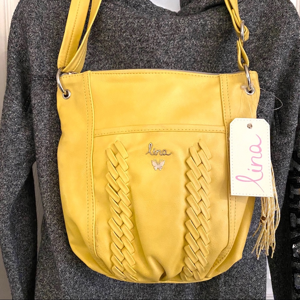 NWT Lina Rafaella Daisy Crossbody Yellow Butter